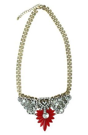 Olivia Welles Gold Plated Rhinestone Statement Necklace in Gold /Red /Silver at Nordstrom Rack