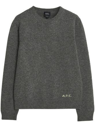 A.P.C. Pull Edmond Textured Logo Crewneck Sweater