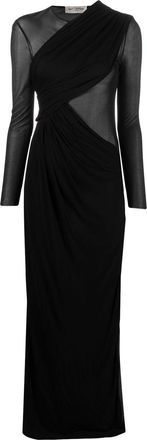 Saint Laurent sheer-panel draped gown - women - Viscose - 42 - Black