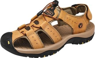 Generic Shoes Mens Wide Outdoor Summer Walking Beach Hiking Fishing Barefoot Shoes Shoes Leather Sandals for Men Alias Just So Shoes Men, yellow, 10 UK