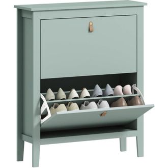 HOMCOM Homcom - 2 Drawer Shoe Cabinet with Flip Doors for Hallway, Entryway, Green