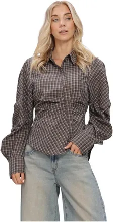 Notre-V Overhemden, Dames, Bruin, XL, Nv-isa Check Blouse