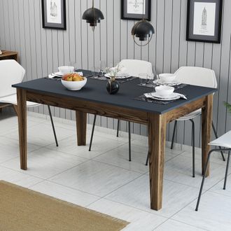Dmora Tavolo Fisso Viverone, 6 Posti, Forma Rettangolare, Peso Supportato 120 Kg, 145x88x75h Cm Marrone Noce