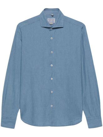 Orian m&eacute;lange-effect cotton shirt - Blue