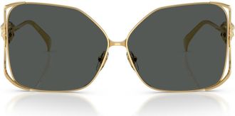 Versace 62mm Oversize Square Sunglasses in Gold /Dark Grey at Nordstrom