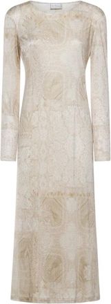 Pierre-Louis Mascia Febo Midi Jurk - Dames - Maxi kleedjes - Beige - XS - Kleedjes