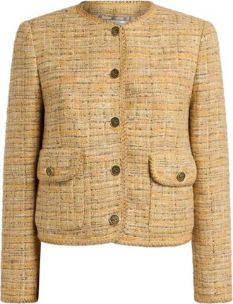 Etro tweed-effect cropped jacket - women - Cotton/Wool - 40 - Neutrals