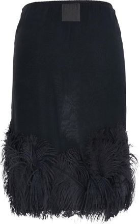Semicouture Womens Skirt With Feather Trim, Black