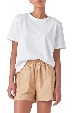 Grey Lab Power Shoulder Cotton T-Shirt in White at Nordstrom, Size X-Small