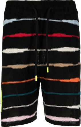 Barrow intarsia-knit logo striped shorts - men - Viscose - S - Black