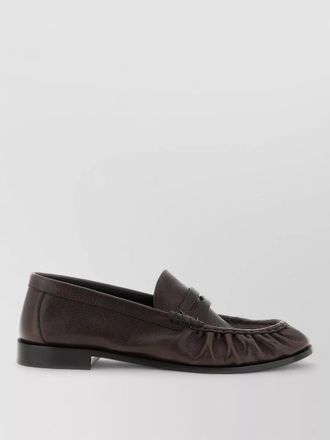 Saint Laurent loafer shoe round toe ruched design