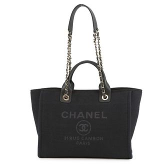 Chanel Black Leather Shopping Bag Tote Bag (Pre-Owned)