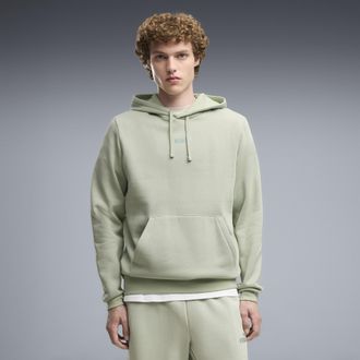 Puma Felpa con cappuccio in pile con logo Essentials N.1 da uomo, Abbigliamento, Verde, XXL