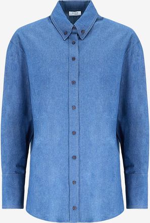 Akris Oversize-Jeanshemd mit amerikanischem Kragen