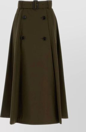 Burberry cotton high-rise wrap midi a-line skirt