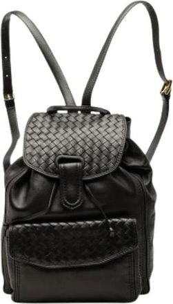 Bottega Veneta Pre-owned Vintage Woven Flap Backpack - - Pre-owned - Donna - Nero - ONE SIZE