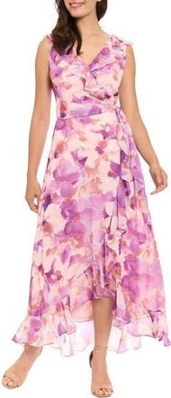 London Times Ruffle Maxi Dress in Soft White/Light Blush at Nordstrom Rack, Size 18