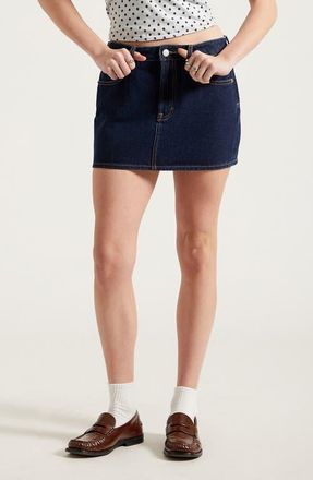 PacSun Bella Mid Rise Denim Miniskirt in Dark Indigo at Nordstrom, Size 25
