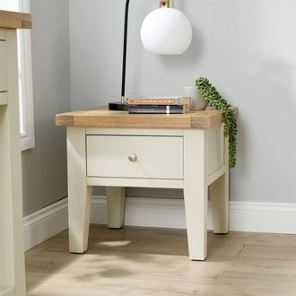 Home Source Industries Bedroom Solid Wooden 1 Drawer Side Lamp Table Bedside Cabinet Oak Top in White