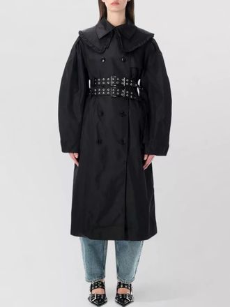 Ganni nylon duchesse trench coat double belt