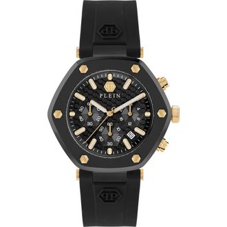 Philipp Plein The Hexagon Chronograph Silicone Strap Watch, 42mm in Ip Black at Nordstrom Rack