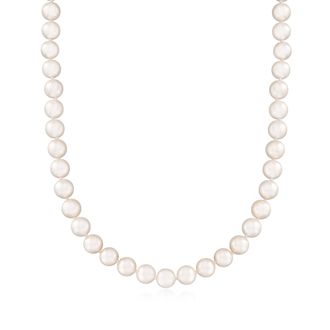 Ross-Simons 8-8.5mm Cultured Akoya Pearl Necklace in 18kt White Gold
