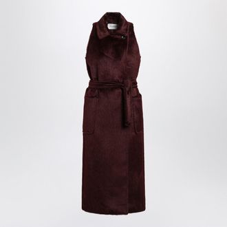 Max Mara Cherry Colored Sleeveless Coat In Alpaca And Wool