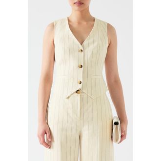 L.k. Bennett Ami Pinstripe Linen Blend Waistcoat in Cream at Nordstrom Rack, Size 10 Us / 14 Uk
