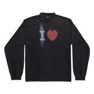 Balenciaga I Love Long Sleeve T-shirt Medium Fit Black 744449TOVH39034
