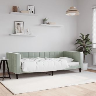 vidaXL Sof&aacute; Cama Sin Colch&oacute;n Terciopelo Gris Claro 90x190 Cm Vidaxl