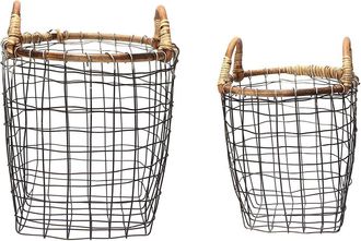 Puebco Set of 2 baskets with rattan handle