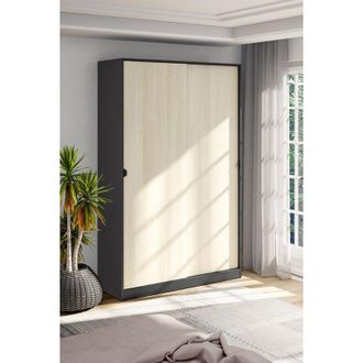 Dmora Armario Fiora 2 Puertas, Dormitorio 4 Estantes, 50x200h Cm Gris Antracita