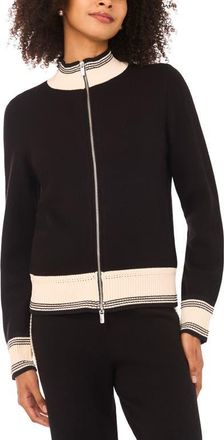 Vince Camuto Contrast Trim Track Jacket in Rich Black at Nordstrom, Size X-Large