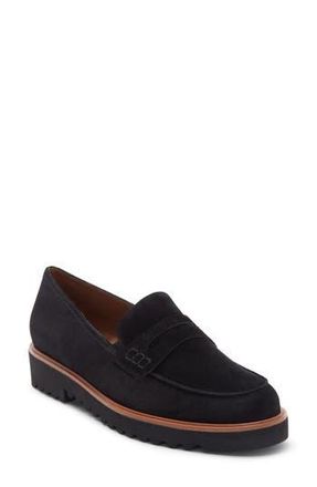 Paul Green Carmel Lug Penny Loafer in Black Suede at Nordstrom Rack, Size 6