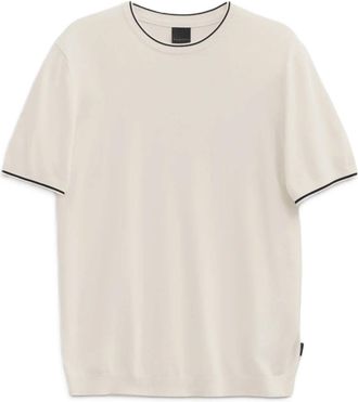 Bugatti Geribbelde Viscose T-shirt - Heren - Ronde hals truien - Wit - L - Truien & Vesten
