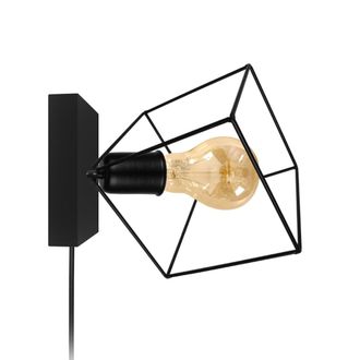 Tosel Aplique de pared metal Alt.37cm negro ;Pantalla: negro
