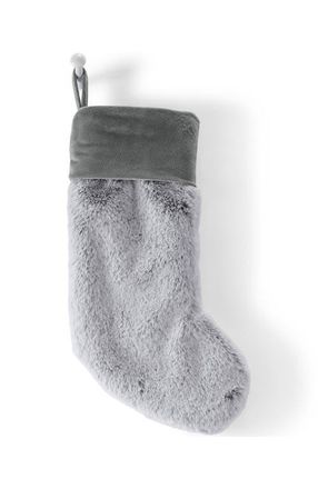 Lands End Faux Fur Stocking in Gray Faux Fur at Nordstrom
