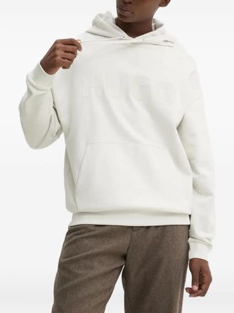 HUGO BOSS Felpa con cappuccio e logo goffrato - Toni neutri