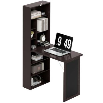 HOMCOM Scrivania Moderna Pieghevole Con Libreria E Lavagna Marrone - Homcom