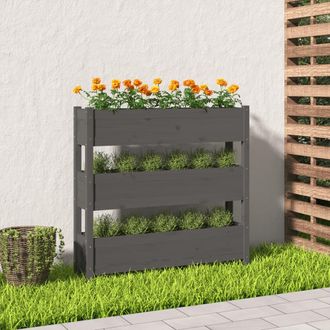 vidaXL Jardinera De Madera Maciza De Pino Gris 112x25x104,5 Cm Vidaxl