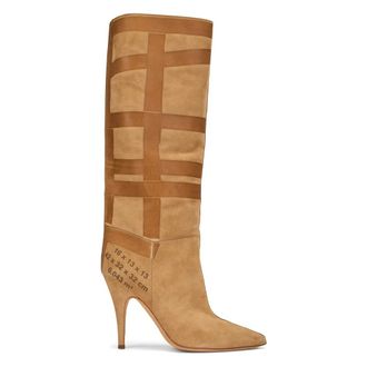 Moschino High Boot with Stiletto Heel - female - Moschino - Heeled Boots - Beige - 3 UK - Shoes