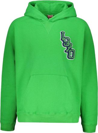 Kenzo Verstelbare katoenen hoodie met logopatch - Heren - Hoodies - Groen - S - Katoen - Hoodies & sweatvesten