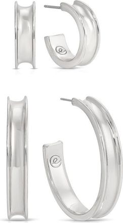 Ettika Groove Set of 2 Hoop Earrings in Silver at Nordstrom