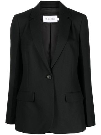 Calvin Klein single-breasted tailored blazer - women - Recycled Polyester/Viscose/Viscose - 2 - Black