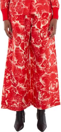 Burberry Straight Leg Rose Print Trousers, Brand Size 8 (US Size 6)