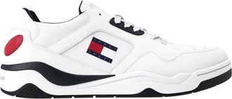 Tommy Jeans Witte Leren Sneakers Color Block - Heren - Sneakers - Wit - 45 EU - Leer - Schoenen