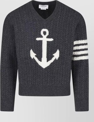 Thom Browne cable-knit merino wool crewneck sweater
