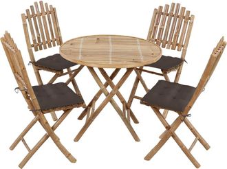 vidaXL Set De Comedor De Jard&iacute;n Plegable 5 Piezas Con Cojines Bamb&uacute; Vidaxl