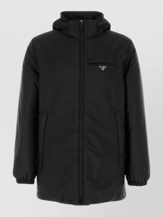 Prada nylon down jacket hooded design elasticated cuffs