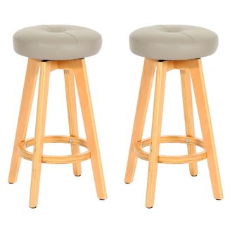 Hhg Hhg - Nunca Usado] Lote De 2 Taburetes De Bar Navan, Taburete De Bar Taburete De Barra, Madera Imitaci&oacute;n Cuero Giratorio, Taupe, Patas Claras
